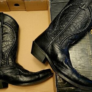 LAREDO  LARAMIE  STONEBERRY    Black Leather Western Cowboy Boots